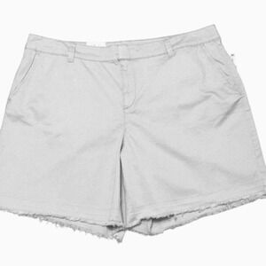 Style & Co Shorts Womens 16W‎ Light Grey Bermuda Mid Rise Stretch Frayed Hem NWT